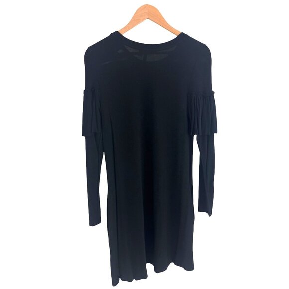 Kensie Black Ruffled Ultra-Soft Knit Dress w/Pockets Size S Fall Winter Sweater - Picture 5 of 9